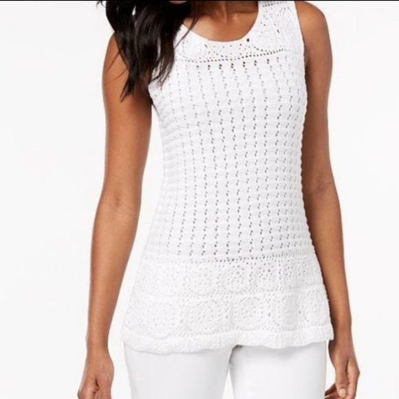 Style & Co. Tops - 🌺 Style&Co Petite Crochet Knit Sweater Tank Top
